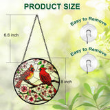Remiawy Cardinal Stained Glass Window Hanging, 8 Inch Sun Catcher Glass Panel with Metal Chain and Hooks Suncatcher Indoor Window Wall Art Home Decor Gift for Bird Lovers Women Mother's Day Christmas