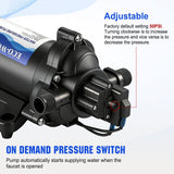 ECO-WORTHY 33-Series Industrial Water Pressure Pump 110V AC 4.0GPM 50PSI RV Fresh Water Diaphragm Pump include Garden Hose Adapters for Irrigation Marine Boat Sprinkler Faucet