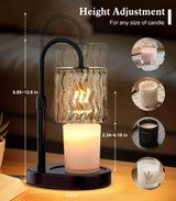 GOIUEDBZ Candle Warmer Lamp Electric Timer: Dimmable Candles Warming Lamps - Height Adjustable Burner Jar - No Flame Scented Melts Wax - All Candle Jars Home Decor Table Light