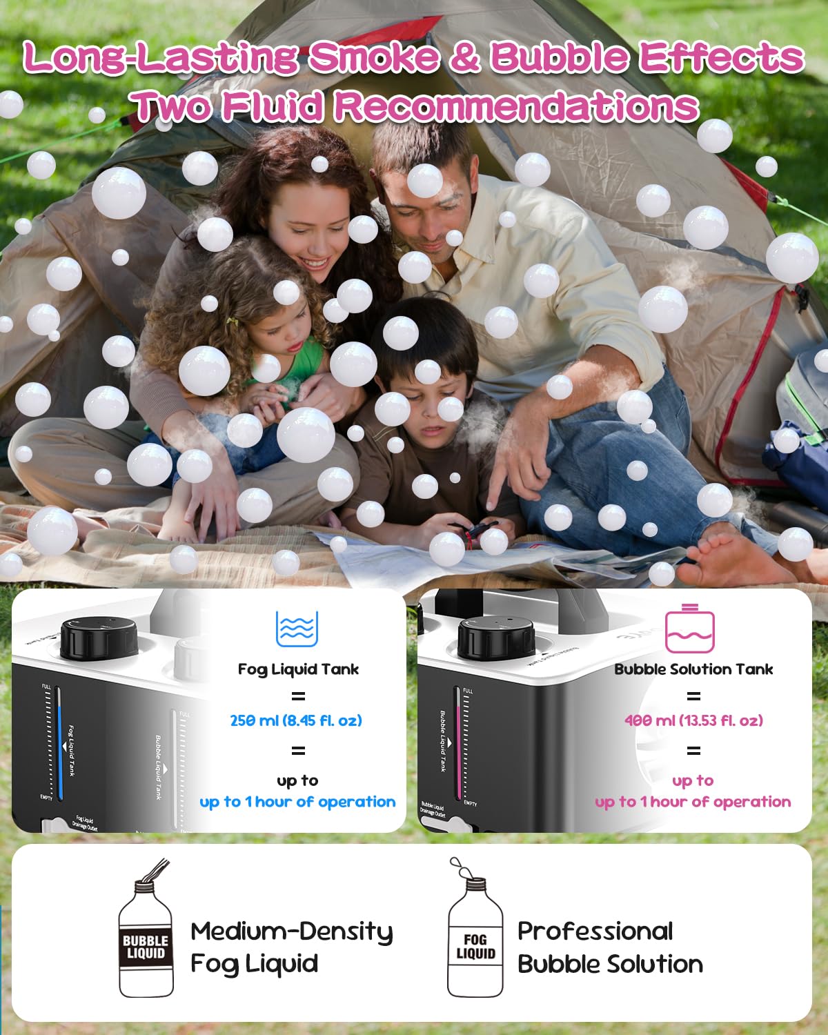 Fog Machine, No Spill Fog Bubble Machine, Portable Smoke Bubble Machine, Bubble Fogger, Bubble Fog Combo Machine for Indoor Outdoor Party Wedding Birthday Photograph Christmas Halloween