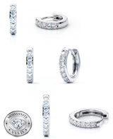 Moissanite Hoop Earrings for Women with Sterling Silver Post, VVS1. D Color