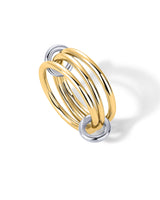 PAVOI Rhodium Plated Two Toned Eternity Statement Ring for Women - Mixed Metals Yellow Gold Interlocking Band - Size 6