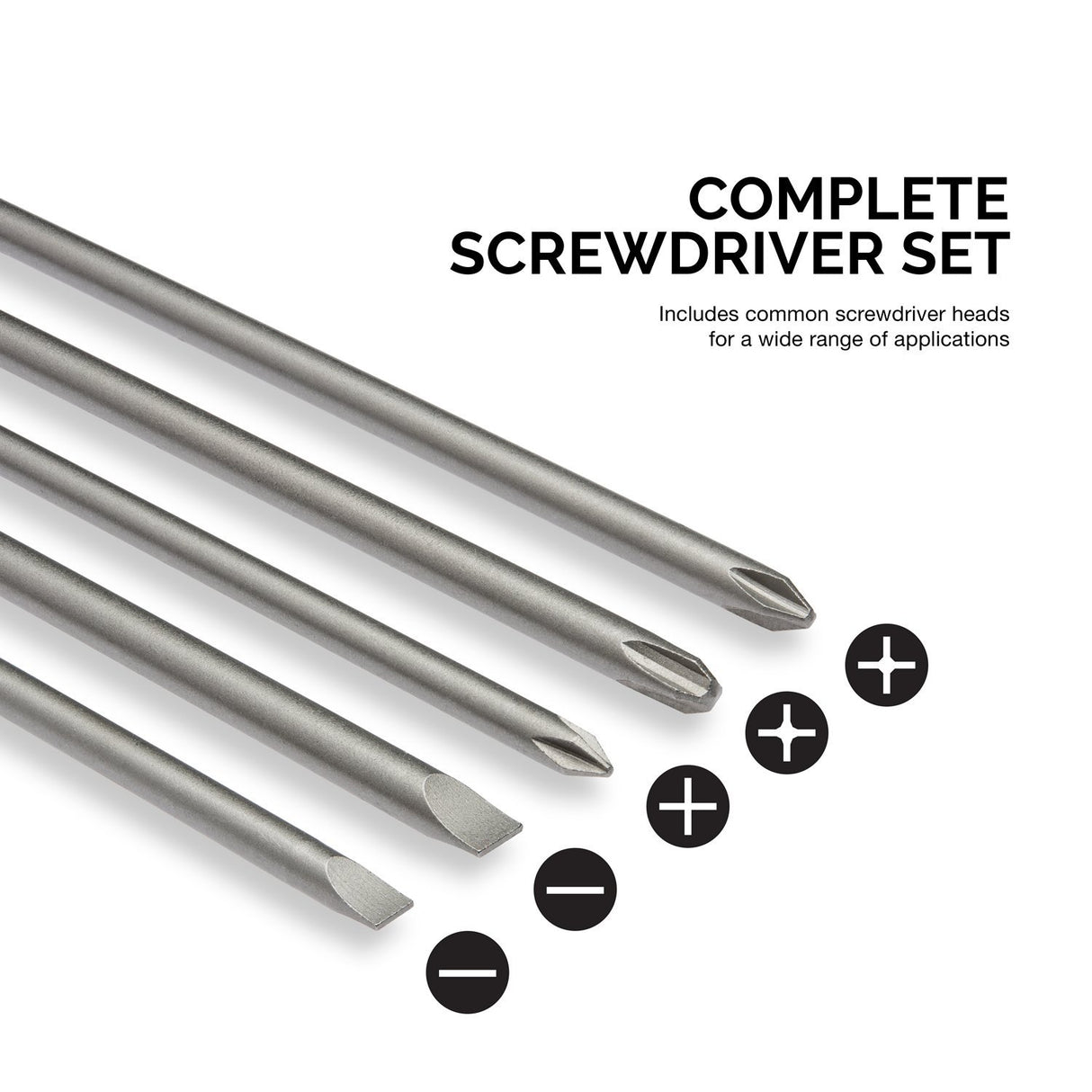 NEIKO 10043A Extra Long Bit Set | 5-Piece | Cr-V Steel | 12-Inch Length Phillips and Slotted Screwdriver Bits |1/4-Inch Hex Shank | Power Driver Bit Set
