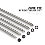 NEIKO 10043A Extra Long Bit Set | 5-Piece | Cr-V Steel | 12-Inch Length Phillips and Slotted Screwdriver Bits |1/4-Inch Hex Shank | Power Driver Bit Set