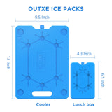 OUTXE Large Ice Packs for Coolers 3-Pack 9.5 * 13 Inch Slim Space Saving Reusable Long Lasting Cold Freezer Packs for Coolers Keep Food Fresh