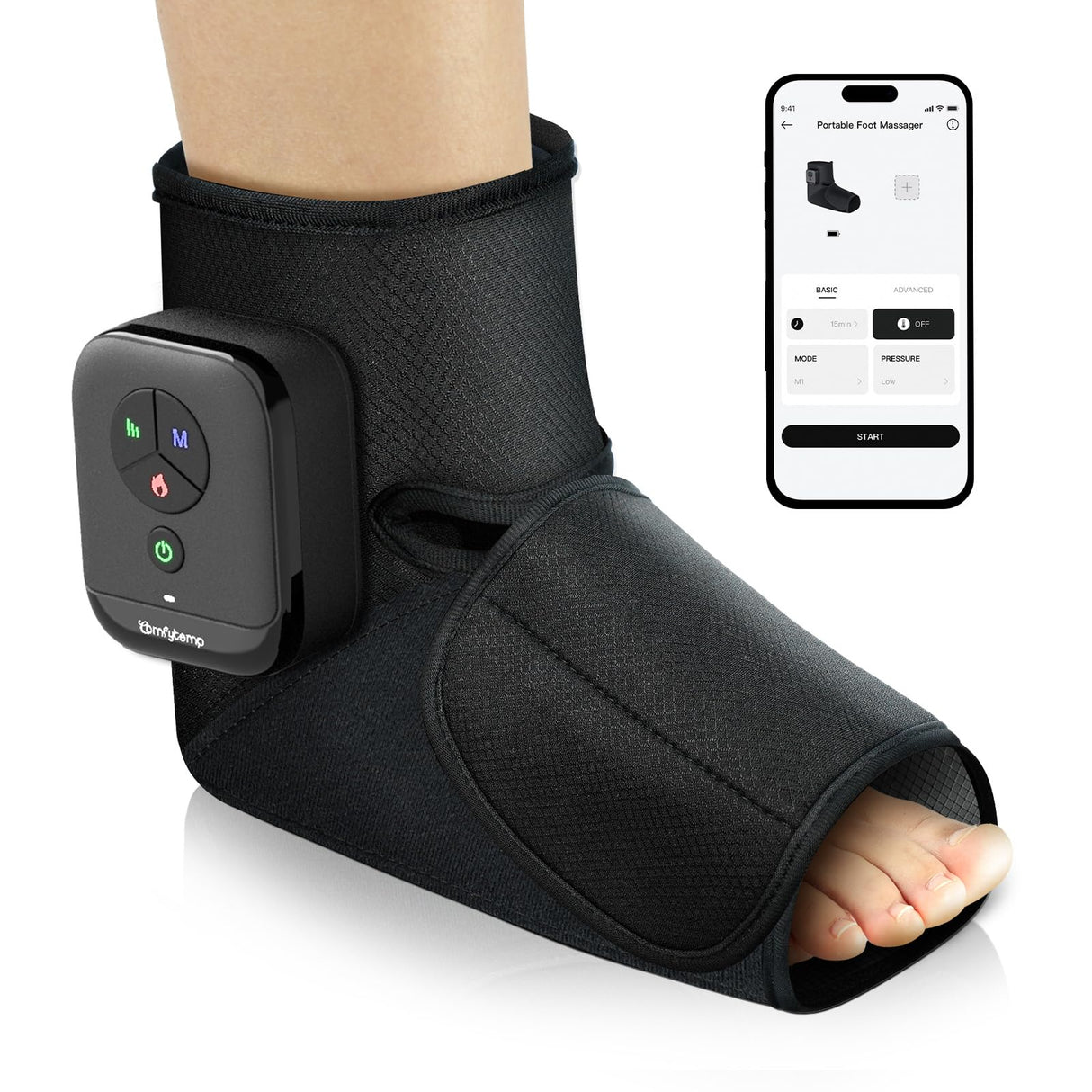 Comfytemp Portable Foot Massager with Heat, Father's Day Gifts for Dad Him Men, FSA HSA Eligible Foot Compression Massager for Plantar Fasciitis, Rechargeable Ankle Massage (1 Pack, Fits Size 6 to 10)