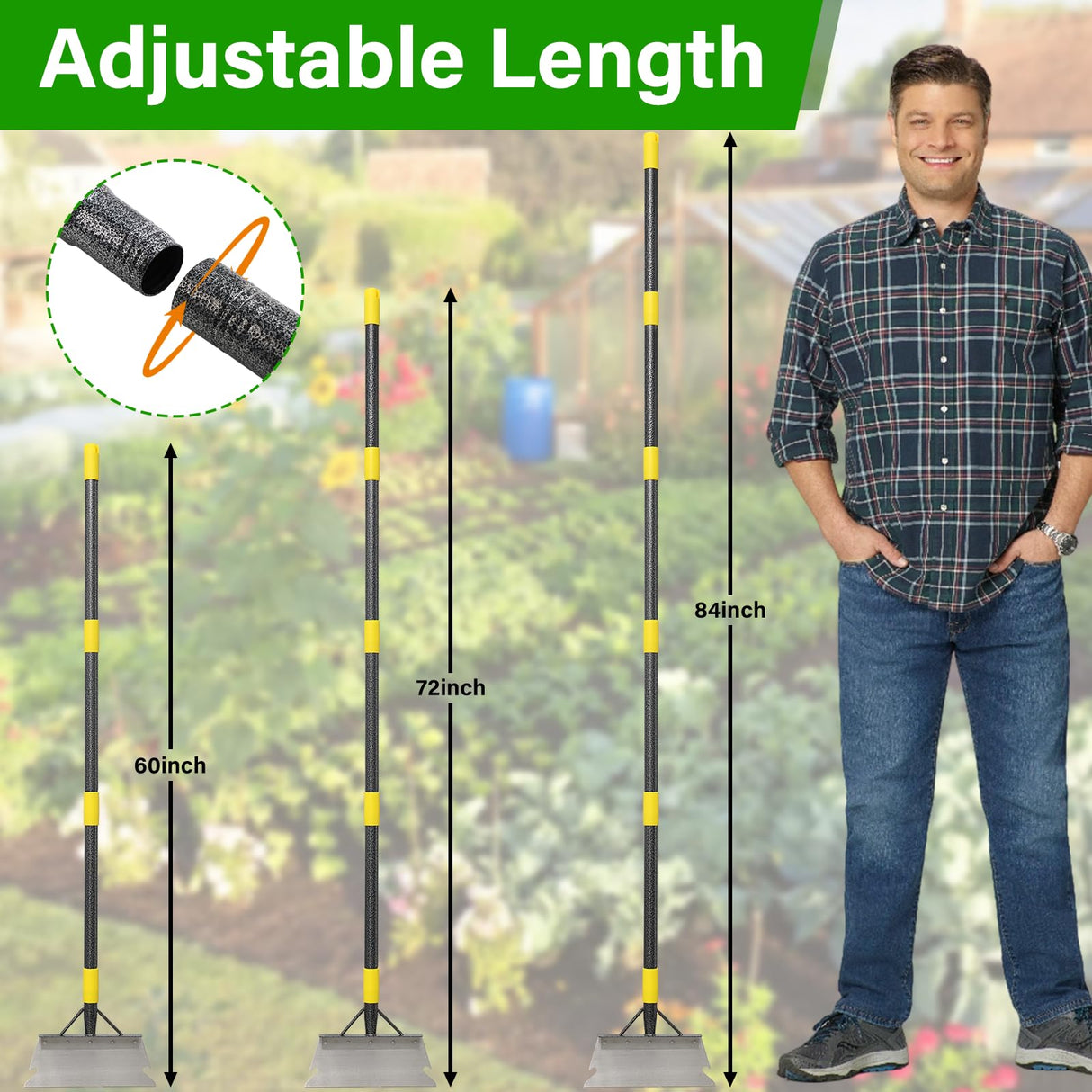 Weed Scraper Tool for Driveway Cracks, Long Handle Floor Scraper for Removing Weeds, Moss & Dirt, Heavy Duty Rustproof Metal Blade, Stand-Up Weeder for Sidewalk, Patio & Lawn Edging