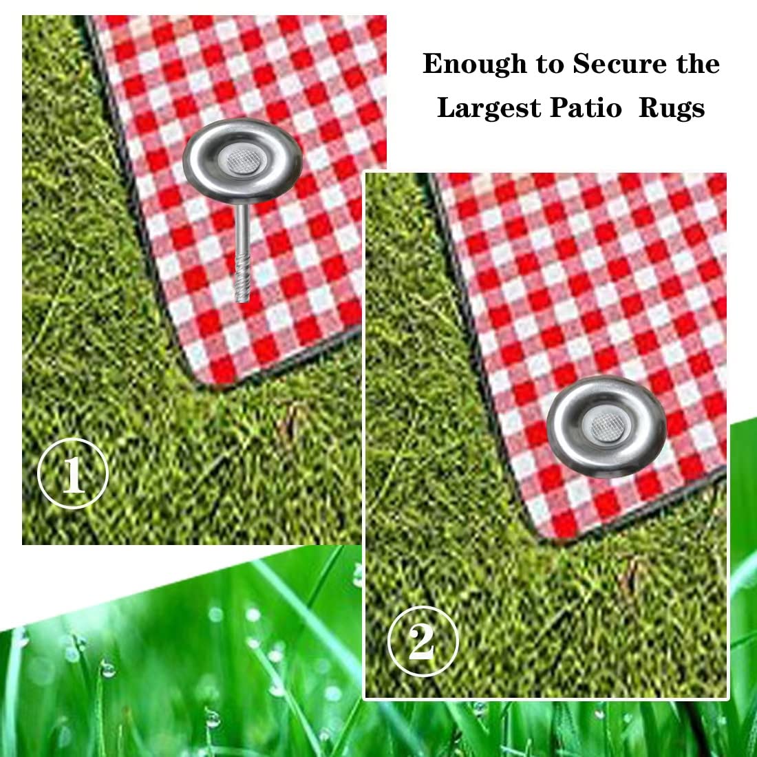 Uitose 14 Count Outdoor Rv Rug Stakes, Stainless Steel Spiral Patio Mats Stakes, Used for Fixing Rugs, Tents, Tarps, and RV Mats，Rv Camping Accessories for Outside,Camper Must Haves