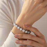 Gemsme Tennis Bracelet for Women 1 Row 18K White Gold Plated 5mm Round Cubic Zirconia Bracelets