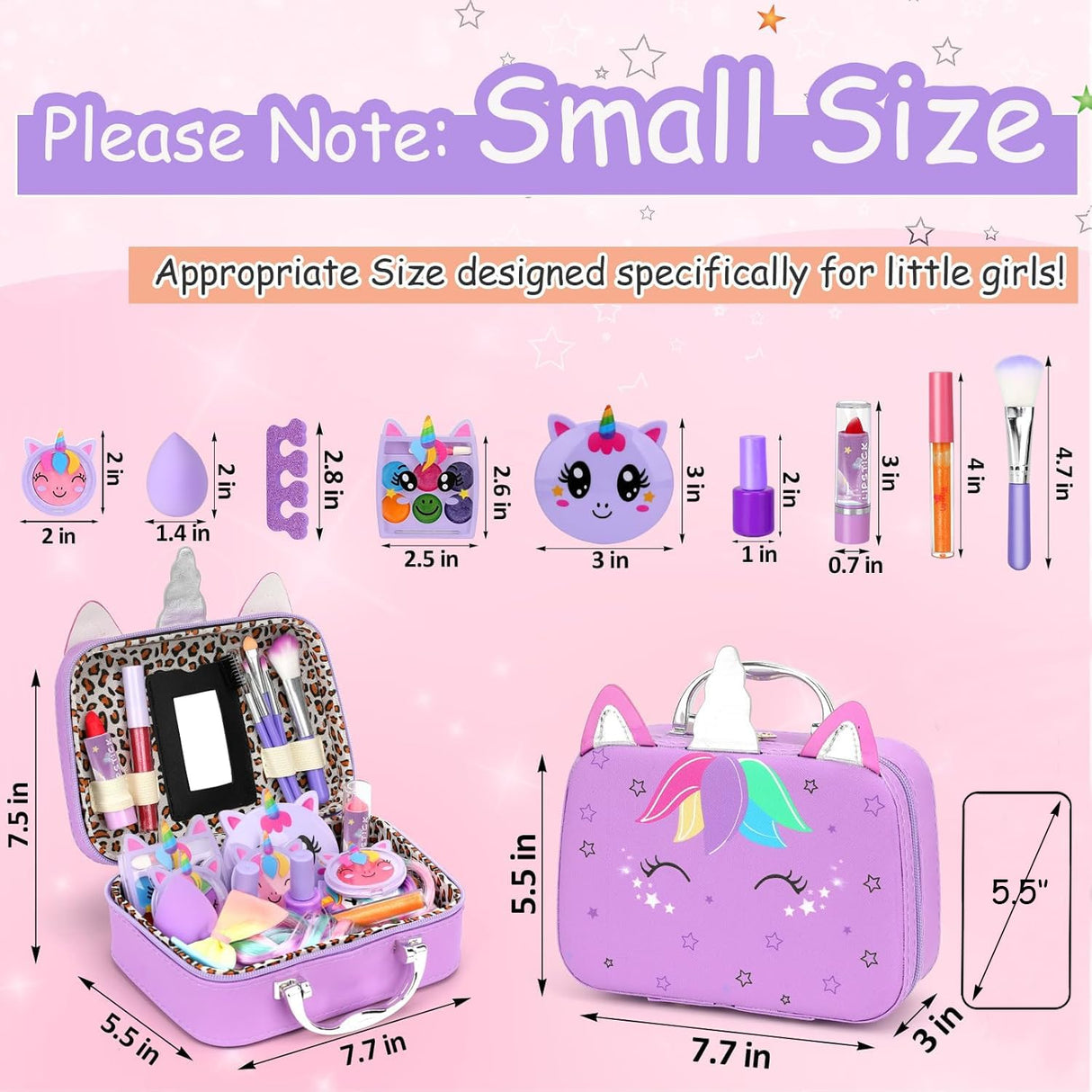 Heaning Kids Washable Makeup Girl Toys - Real Make up Set for Kid Children Princess Dress Up Pretend Play Christmas Birthday Gifts Toys for Girls 3 4 5 6 7 8 9 10 11 12 Year Old