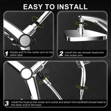 Rain Shower Head with filtered Handheld High Pressure rainfall Shower Heads with Handheld Spray Combo Adjustable one-piece stand daul shower head Built-in Magnetic Docking and Power Jets