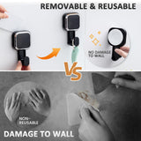 LEVERLOC 4 Pack Suction Cup Hooks for Inside Shower, Powerful Vacuum Suction Shower Holder for Towel, Loofah, Clothes, Damage Free Hanging Bathroom Wall Hooks, Easy to Install and Remove, Black