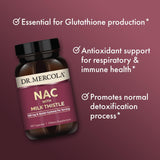 Dr. Mercola NAC with Milk Thistle - with Antioxidants - Supports Normal Detoxification Processes - 500 mg N-Acetyl-Cysteine per Serving - Non-GMO, Gluten-Free & Soy Free - 60 Capsules (30 Servings)