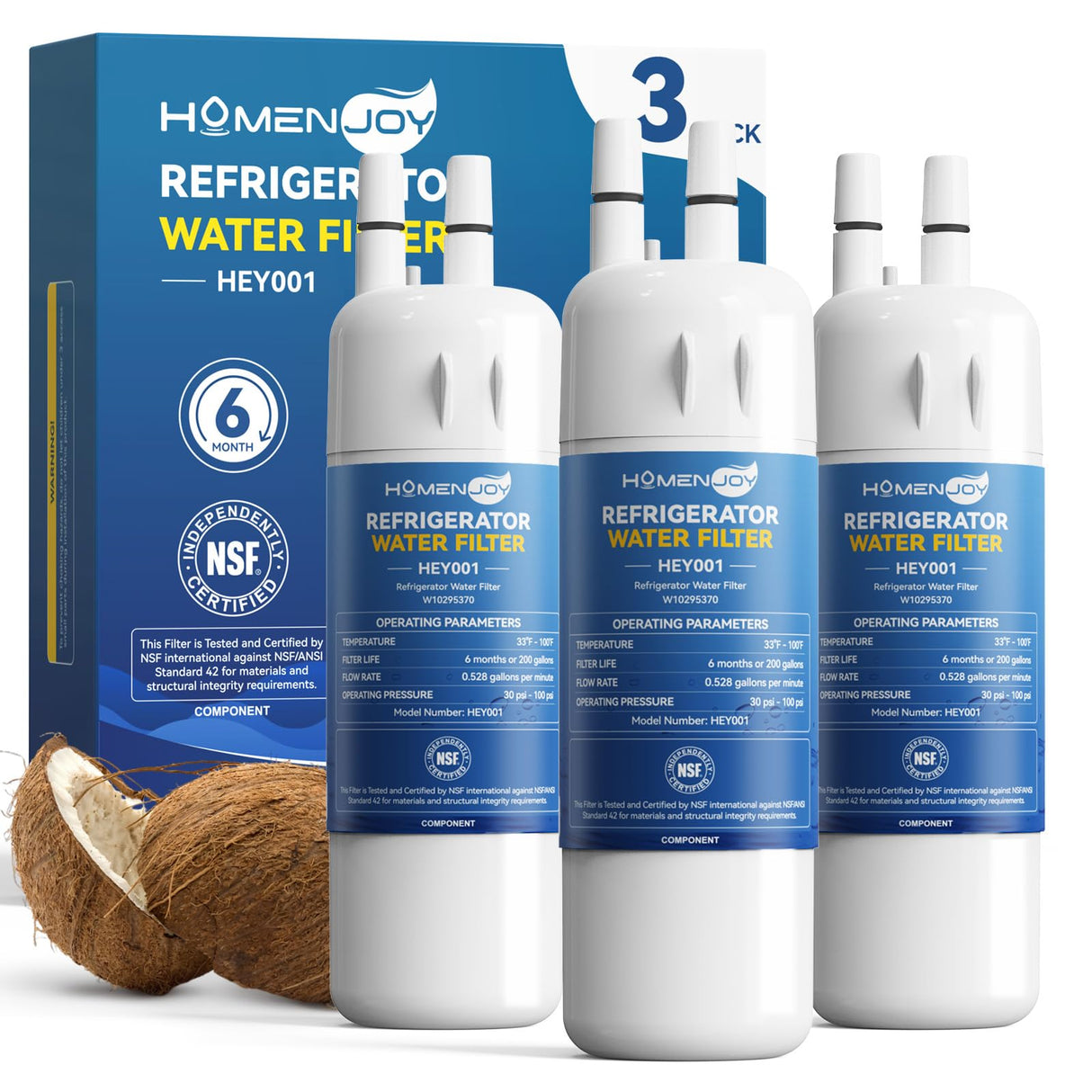 W10295370A Water Filter Replacement Compatible with Whirlpool EDR1RXD1, Everydrop Filter 1, EDR1RXD1B, WHR1RXD1, W10276924, W10291030, 9930 9930P 46-9930 46-9081 9081 P8RFWB2L, 1 Pack