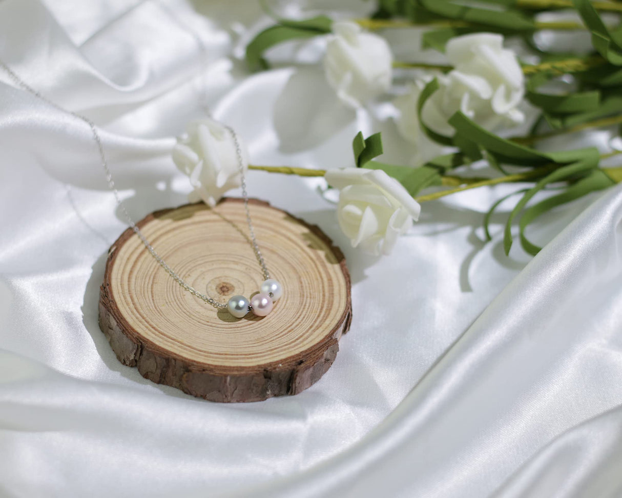 Sereney Sterling Silver Grandma Necklace as Christmas Gifts for Grandma, 3 Generations Necklace for Mom Gigi Gifts, Pearl Strands Necklaces Grandmother Jewelry, Nana Gift for Mom from