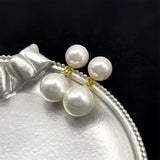 IPEPPY Double Pearl Drop Earrings for Women 925 Sterling Silver (Gold)