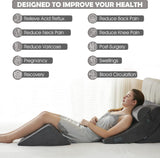 Ganaver 4pcs Orthopedic Bed Wedge Pillow Set Post Surgery Relaxing Back Adjustable Head Support Cushion Triangle Memory Foam Pillow for Acid Reflux Sleeping Reading Leg Elevation Snoring