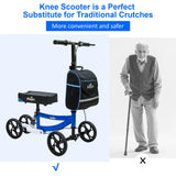 Aojin Knee Scooter, 300lbs Capacity, 13" Big PU Seat, All Terrain Foldable Knee Scooter Walker with Bag for Foot Injuries Compact Crutches Alternative (Blue)