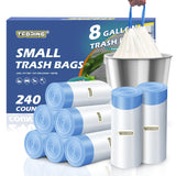 240 Count 8 Gallon Trash Bags Drawstring - 1.2 Mil White Medium Garbage Bags Unscented, 30 Liter Thick Plastic Trash Can Liners for Home Kitchen Bathroom