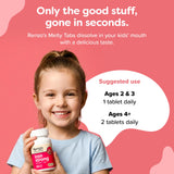 Renzo's Iron Supplements for Kids, Dissolvable Vegan Kids Iron Supplement with Vitamin C, Sugar-Free Melty Tabs, Orange Flavor, 90-Count