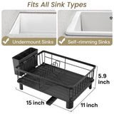 SNTD Dish Drying Rack for Small Kitchen Counter, 11" W x 15" L, Black