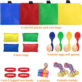 32 Pcs Outdoor Games Potato Sack Race Bags for Kids Adults, Bean Bag Toss Game, 3 Legged Race Bands, Egg Spoon Relay Race Game, Carnival Outside Yard Lawn Games for Easter Christmas Birthday Party
