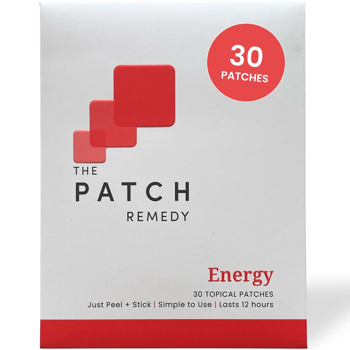 The Patch Remedy Energy Patch | Guarana, Taurine, Glucuronolactone, Green Tea, B Vitamins | 30 Patches