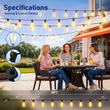 Sikitul 15FT LED Outdoor String Lights with Remote, One Continuous Strand Patio Lights with 8+1 Shatterproof S11 Bulbs, Dimmable 2200K Warm White, Timer & 3 Modes, Low Voltage for Backyard Garden
