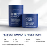 BodyHealth PerfectAmino Powder - BCAA and EAA Powder for Pre and Post Workout - Amino Acid Energy Drink for Men and Women to Support Lean Muscle and Recovery - Unflavored - 60 Servings