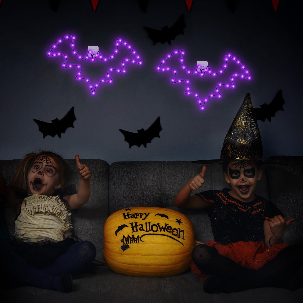 Bstge Halloween Window Lights, 2 Pack LED Waterproof Timer Indoor Decor