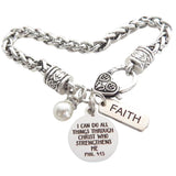 Religious Bible Verse Bracelet for Her Scripture Quotes Bracelet Faith Christian Jewelry Encouragement for Women Friend (PHIL 4:13)