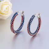 CiNily 4th of July Hoop Earrings for Women 925 Sterling Silver Post Earring