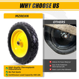 MZREXN 4.80/4.00-8" Wheelbarrow Tires, 15" Flat Free Tire and Wheel