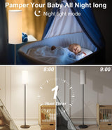 luckystyle Dimmable Floor Standing Tall Lamp, 12W Led Bulb with Lampshade, Foot Switch, Remote Custom Color Temperature Pole for Bedroom, Office, Kids & Living Room, Black