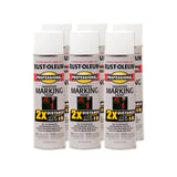 Rust-Oleum 266593-6PK Professional 2X Distance Inverted Marking Spray Paint, 15 oz, White, 6 Pack