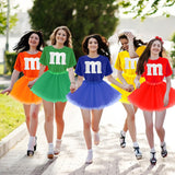 FONYFA Letter M Halloween Costumes T-Shirt Tutu Skirts, Team Group T-Shirt, Funny Costumes for Halloween Christmas Party Costume