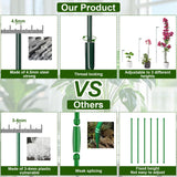Mwellewm 6 Sets Plant Stakes 12/25/36 Inch Adjustable Plant Support Stakes Tall for Indoor Outdoor Plant Holder Stick Steel Garden Stem Pole Amaryllis Stakes with 30 Clip for Tomato Orchid Lily Flower