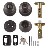 Amazon Basics Keyed Alike Exterior Knob with Key Lock and Deadbolt, Classic, Oil Rubbed Bronze, Set of 2