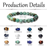 CASDAN 12PCS 8mm Semi-Precious Gemstones Beaded Bracelets for Men Women