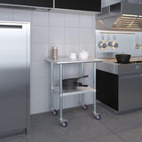 AmGood 24 in. x 30 in. Stainless Steel Work Table with Wheels | Metal Kitchen Food Prep Table | NSF