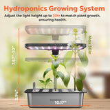 owltron Smart Hydroponics Growing System Kit,15 Pods Indoor Herb Garden with 36W LED Grow Light & APP Control, Planting Height Up to 30", Quiet Water Pump, Ideal Gift for All Ages Dark Silver