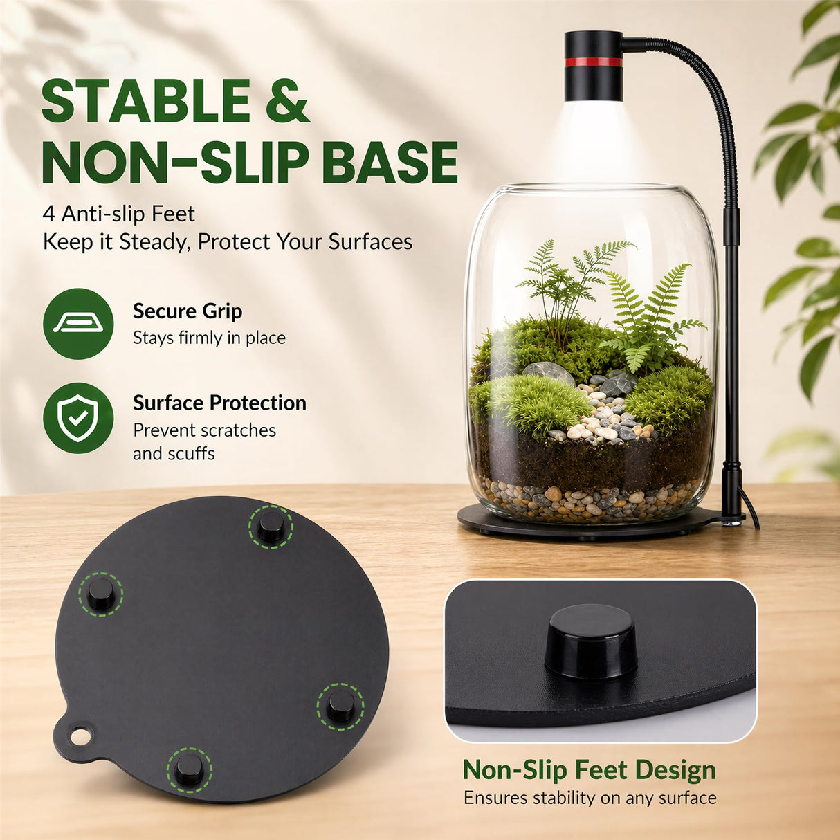 Yeeweek Glass Plant Terrarium with LED Grow Light, Grow Light for Terrarium, Small Desktop Indoor Planter for Venus Fly Trap, Moss & Succulents, Borosilicate Decor Jar for Plant Lovers