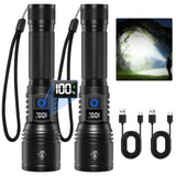Rechargeable Flashlights High Lumens 2Pack, 5Modes Super Bright Flashlight Rechargeable, LED Flashlight Powerful, Handheld Tactical Flash Lights for Home Emergencies Camping Essentials, Gifts for Men
