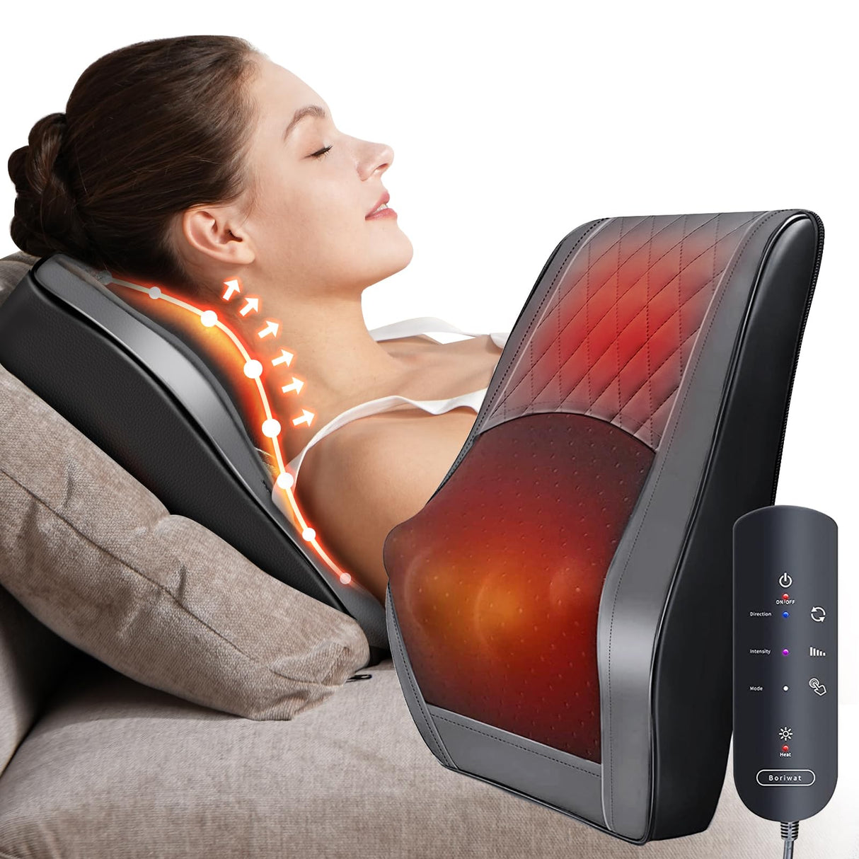 Back and Neck Massager with Heat - 3D Kneading Massage Pillow for Neck, Shoulder, Leg Pain Relief - Gifts for Men, Women, Mom, Dad - Relax at Home, Office, Car - Dark Gray