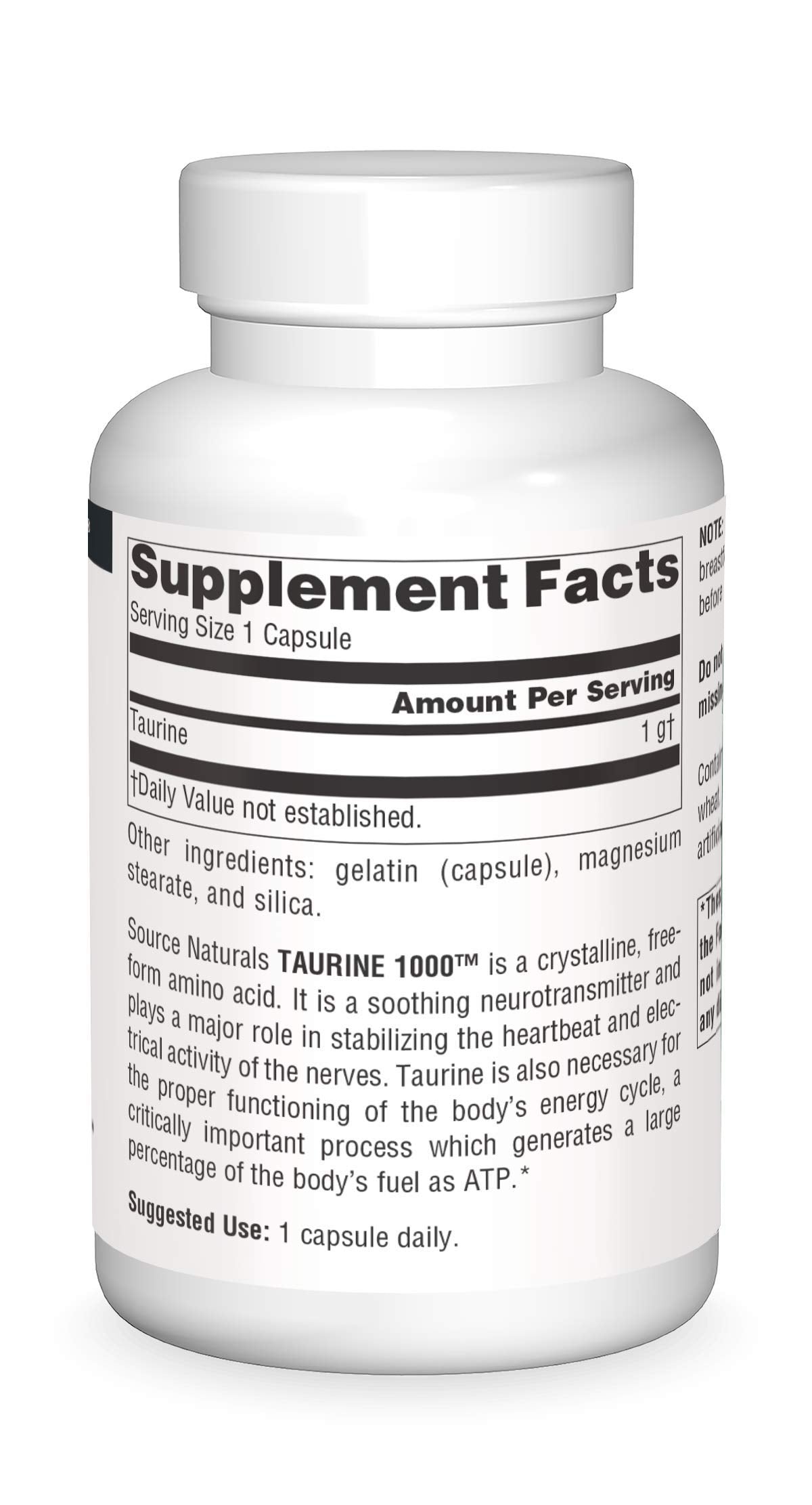 Source Naturals Taurine, Soothing Neurotransmitter*, 1000mg - 240 Capsules
