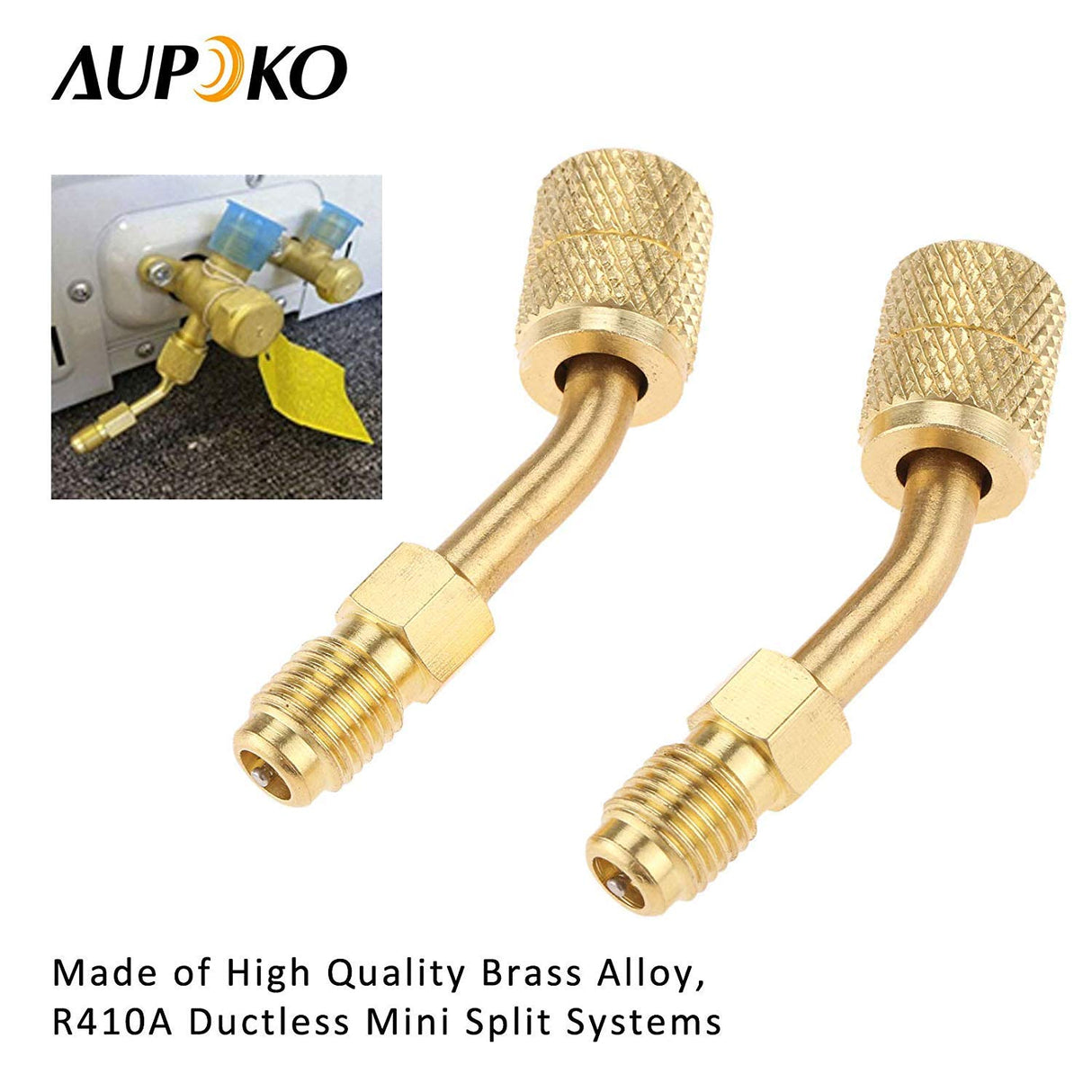 R410A Adapter 5/16" SAE Female Quick Couplers to 1/4" SAE Male Flare, 2 PC 45 Degree Angled Charging Vacuum Adapter, Used for R410a with Thimble Mini Split System, HVAC and Refrigeration Service