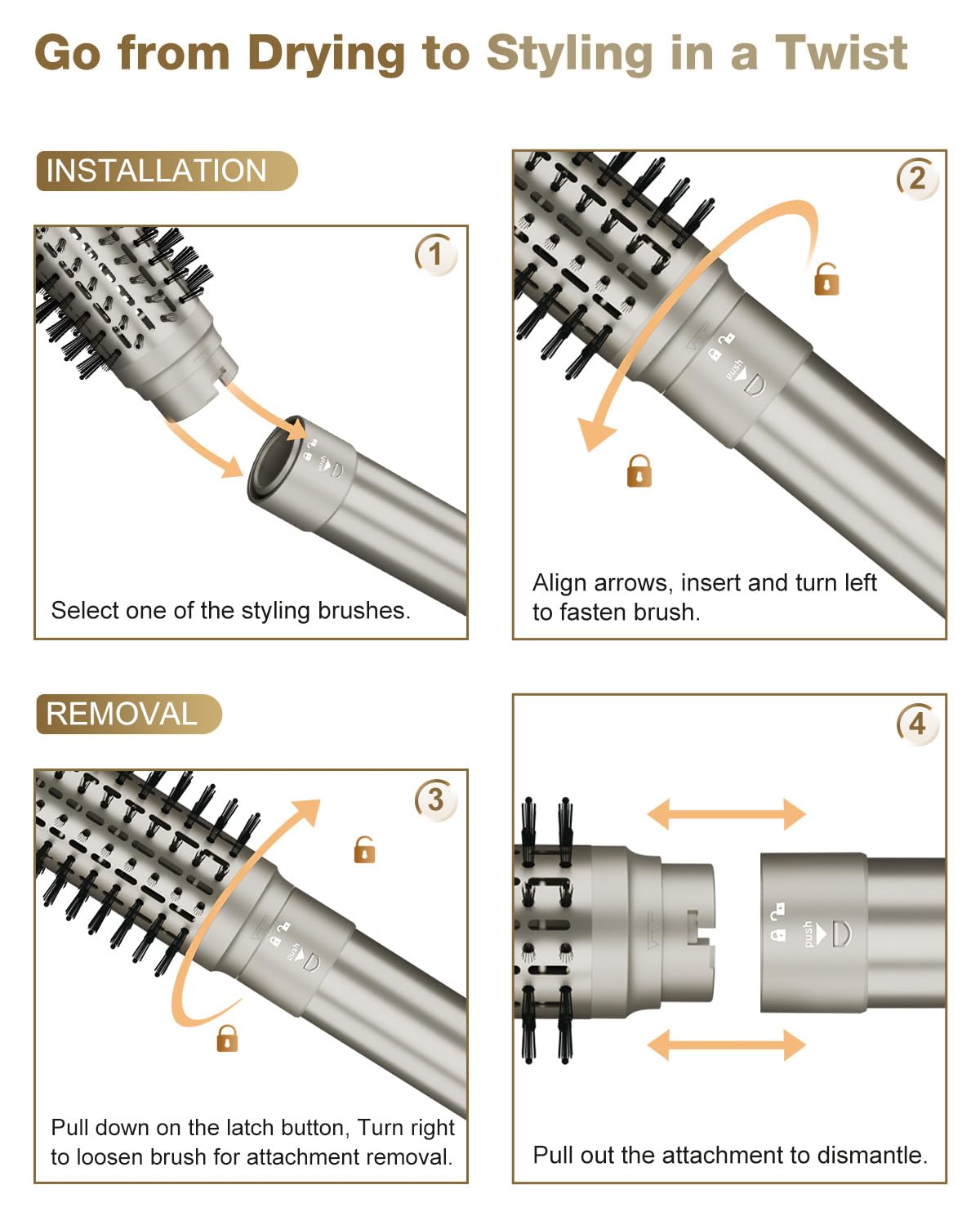 7MAGIC Hair Dryer Brush & 6 in 1 Hair Styler,110,000 RPM High-Speed Negative Ionic Hair Dryer Fast Drying, Multi Hair Styler, Professional Blow Dryer Brush for Curling Volumizing Straightening Styling