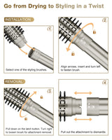 7MAGIC Hair Dryer Brush & 6 in 1 Hair Styler,110,000 RPM High-Speed Negative Ionic Hair Dryer Fast Drying, Multi Hair Styler, Professional Blow Dryer Brush for Curling Volumizing Straightening Styling