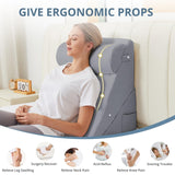 Sasttie Wedge Pillow for Headboard, Adjustable Bed Wedge Pillow Set with Orthopedic Memory Foam Neck Cushion – for Acid Reflux, Neck & Back Support, and Post-Surgery Recovery, Dark Grey