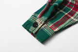 Cromoncent Men's Casual Plaid Flannel Long Sleeve Button Down Shirt,Christmas Green Red,XX-Large